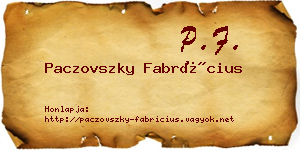 Paczovszky Fabrícius névjegykártya
